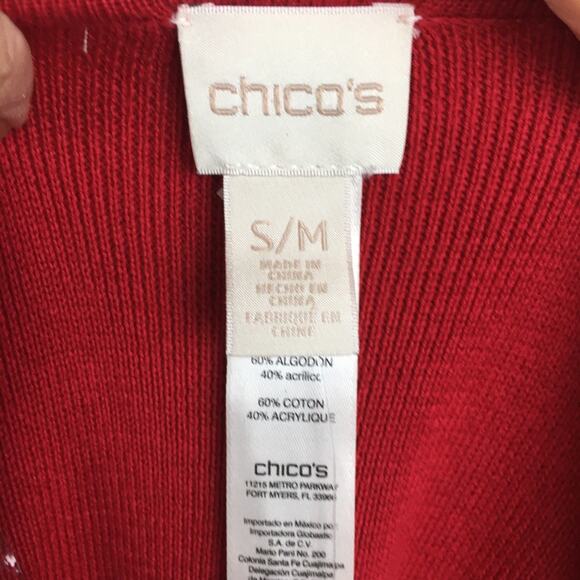 Chico's Red Sweater Cape NWT Poncho S/M - Picture 6 of 8